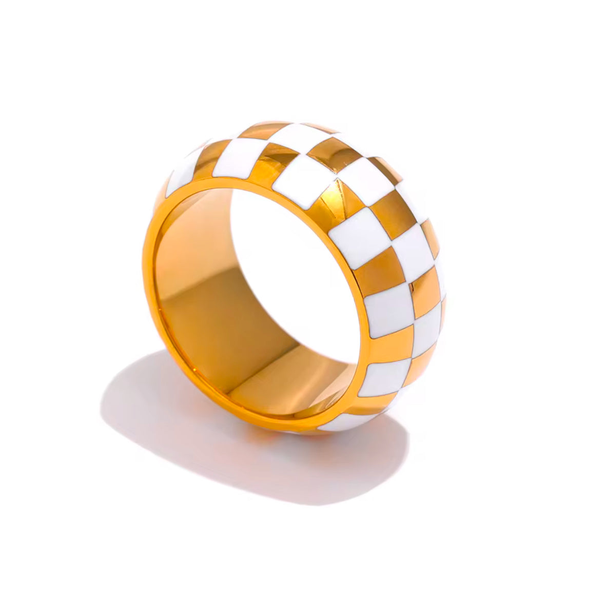 Enamel Checkers Ring