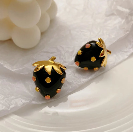 Black Strawberry Earrings