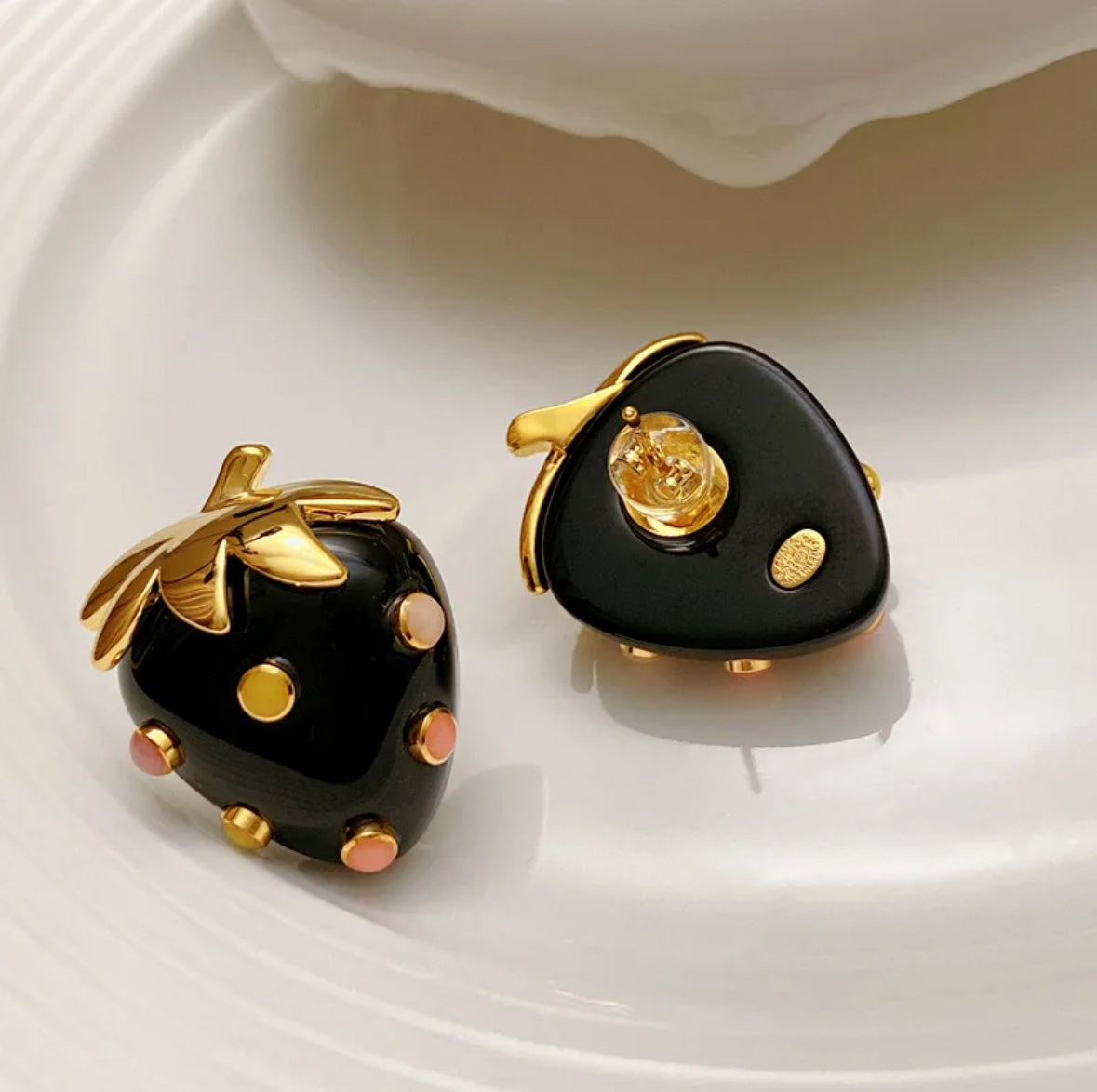 Black Strawberry Earrings