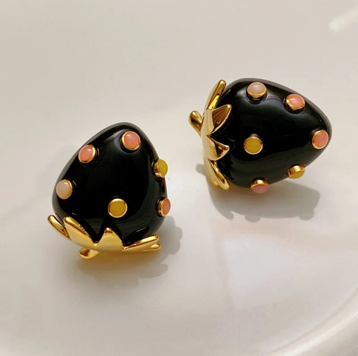 Black Strawberry Earrings