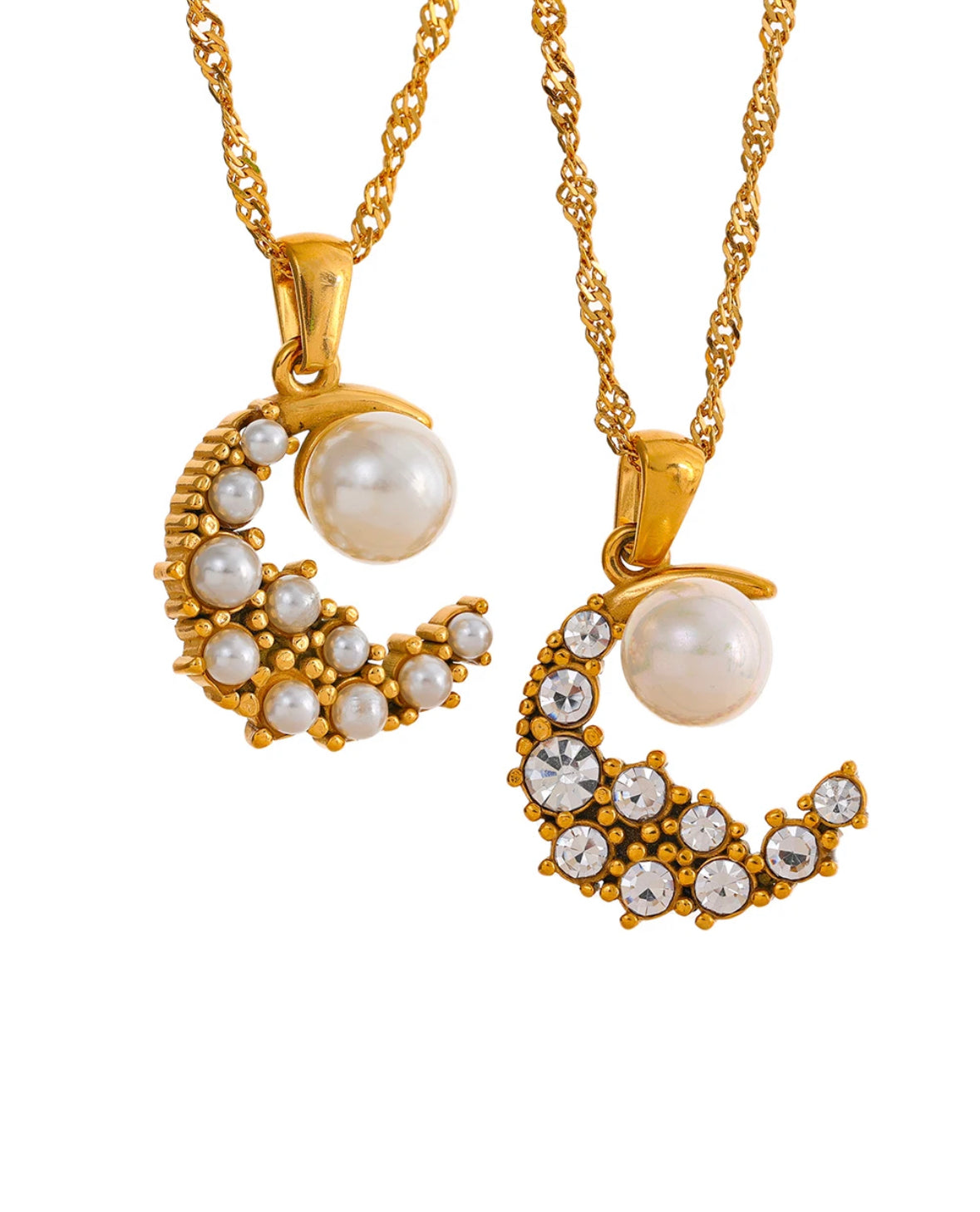 Greta Pearl Moon Necklace