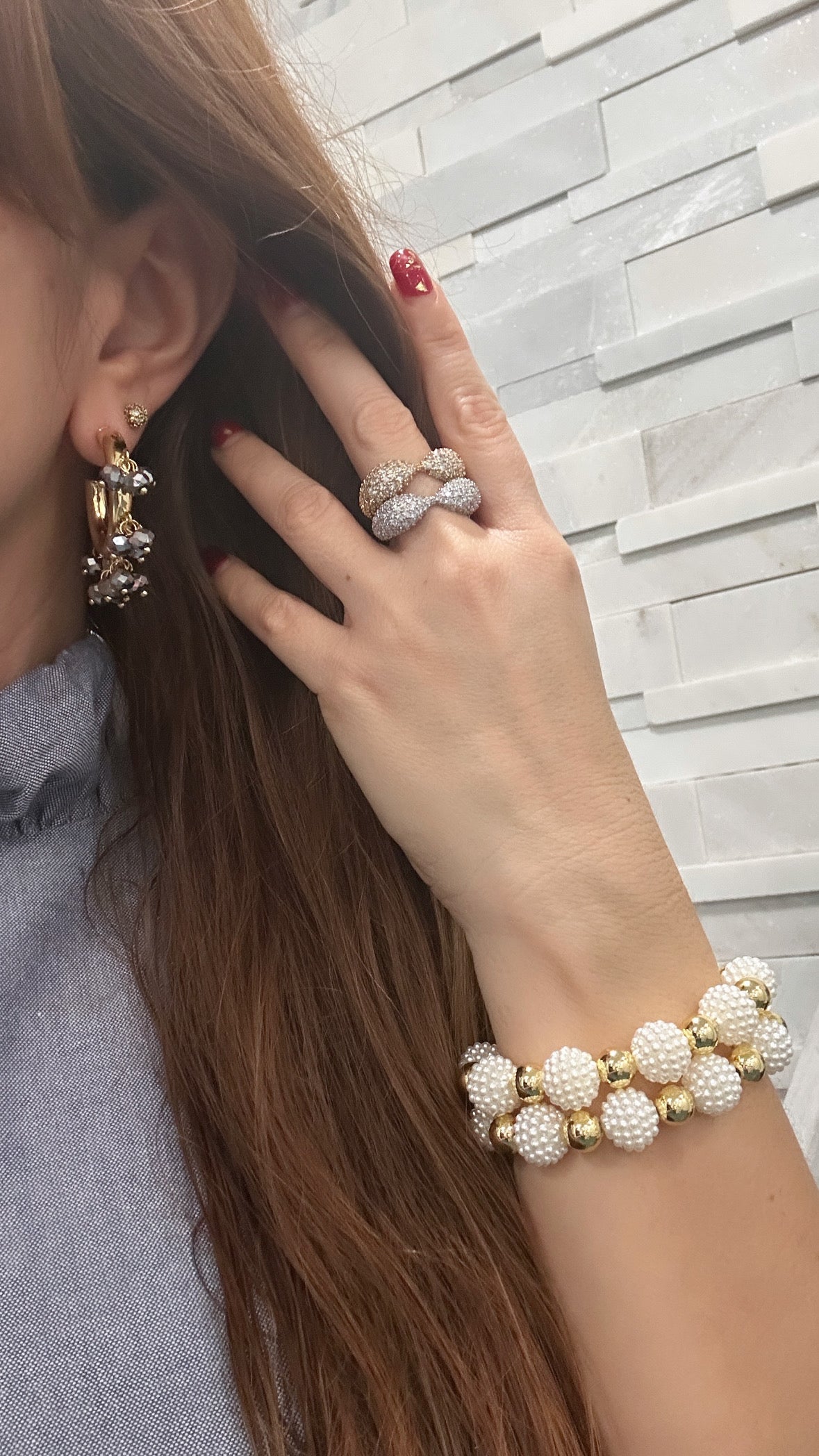 Ashleigh Grey Crystal Hoops