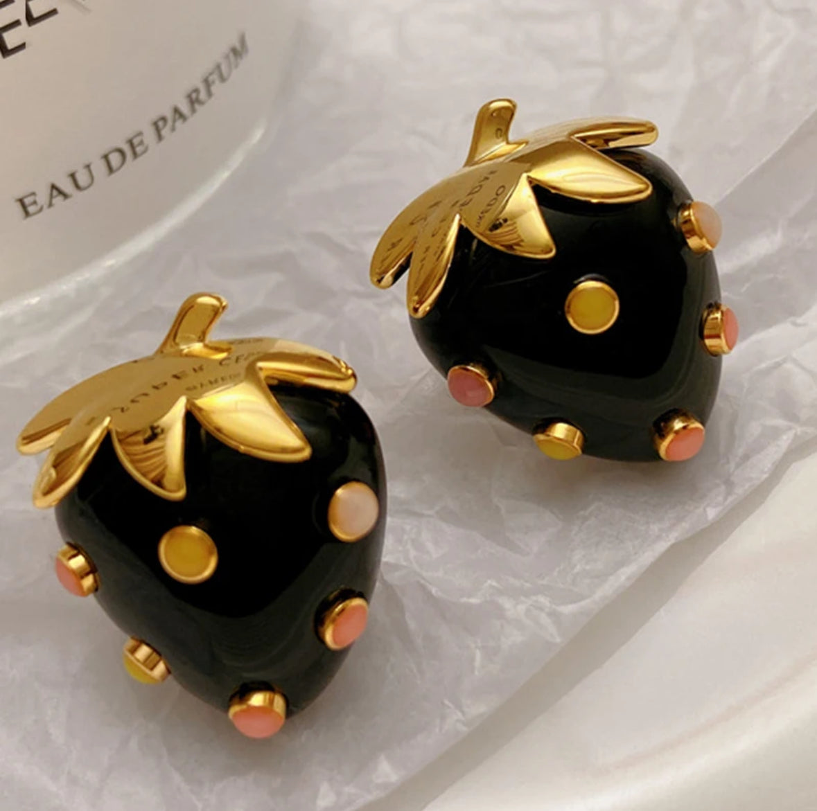 Black Strawberry Earrings