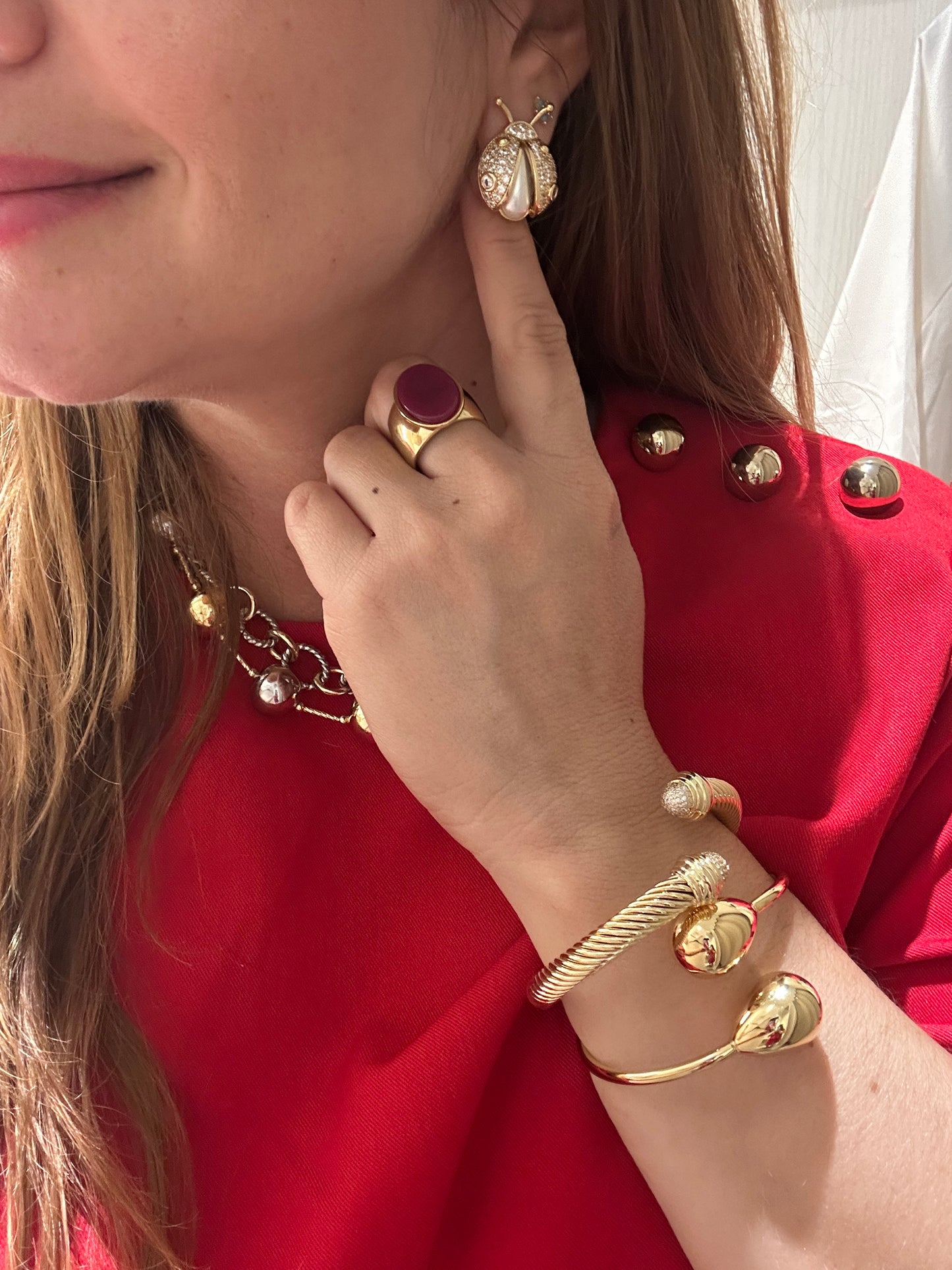 Ladybug Pearl Earrings