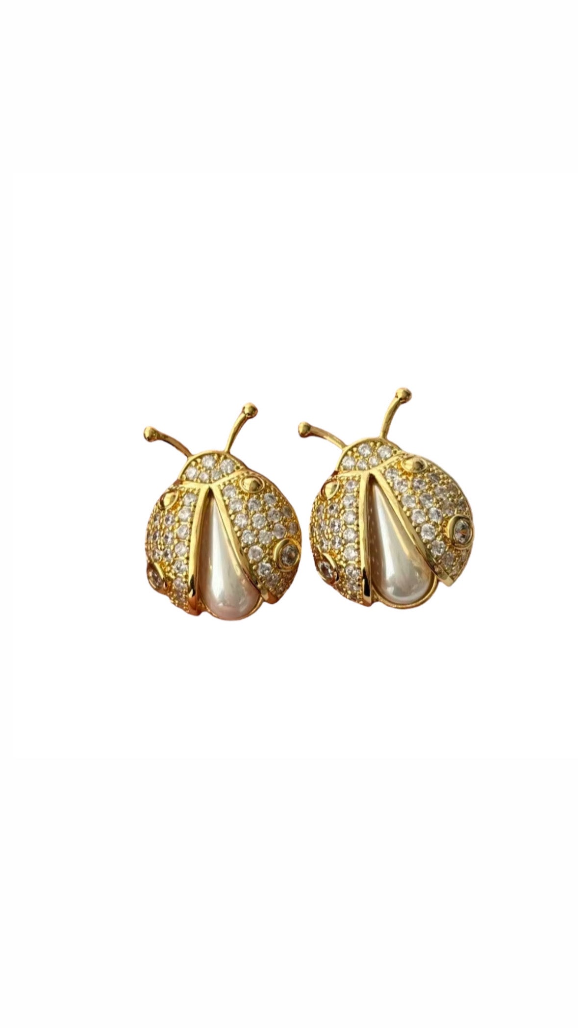 Ladybug Pearl Earrings