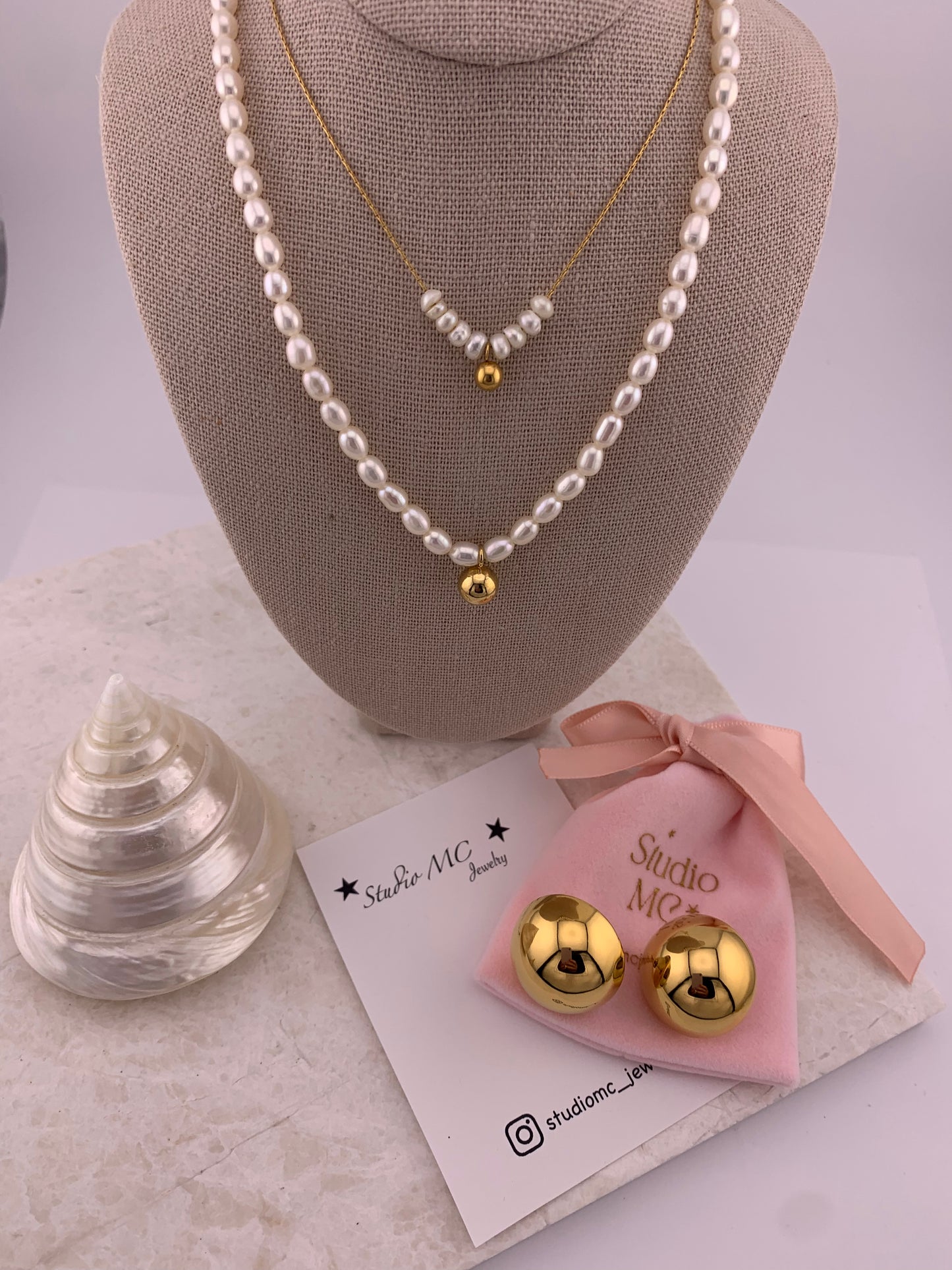 Amber Pearl Charm Necklace