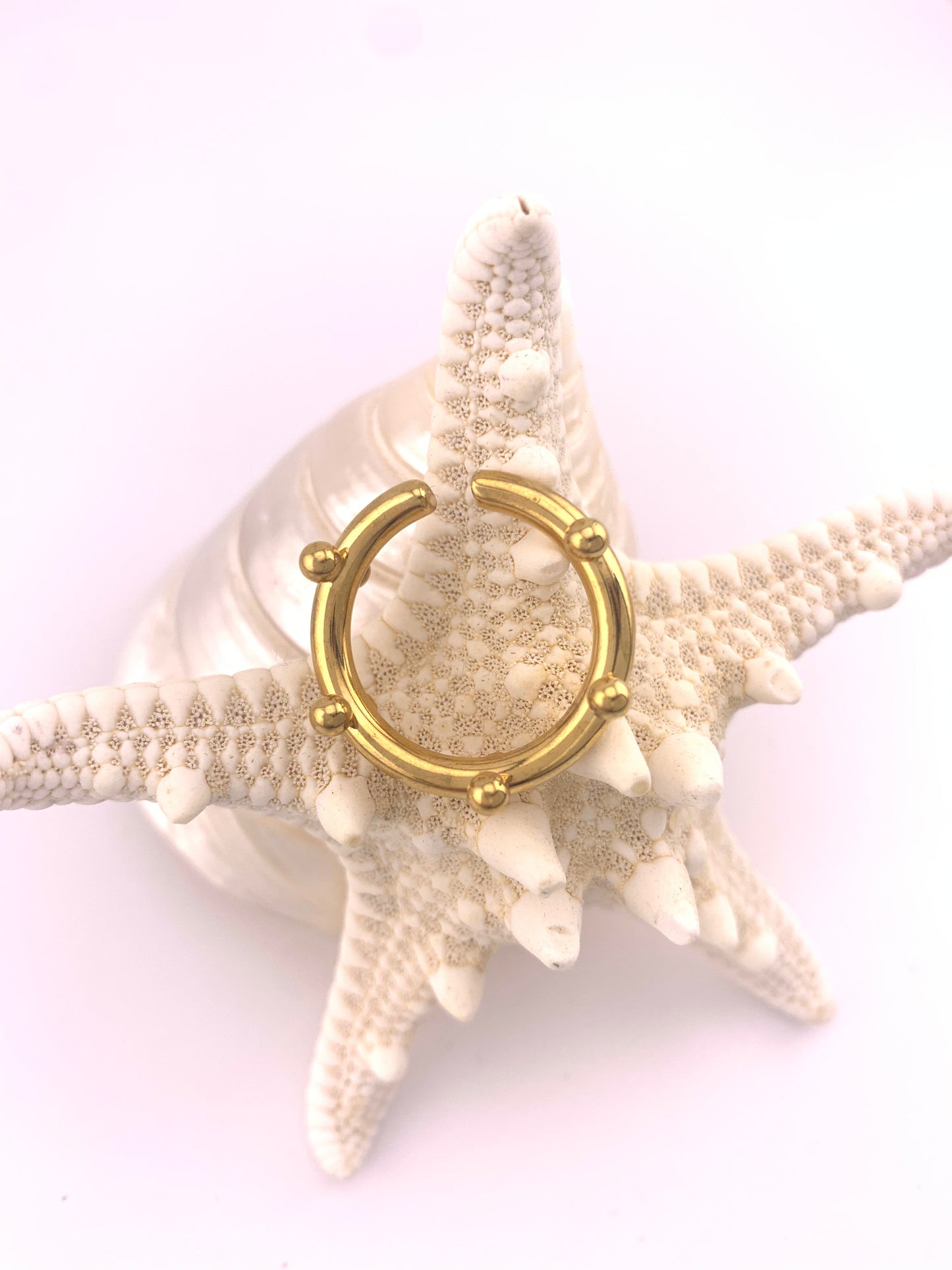 Minimalist Gold Beads Open Ring