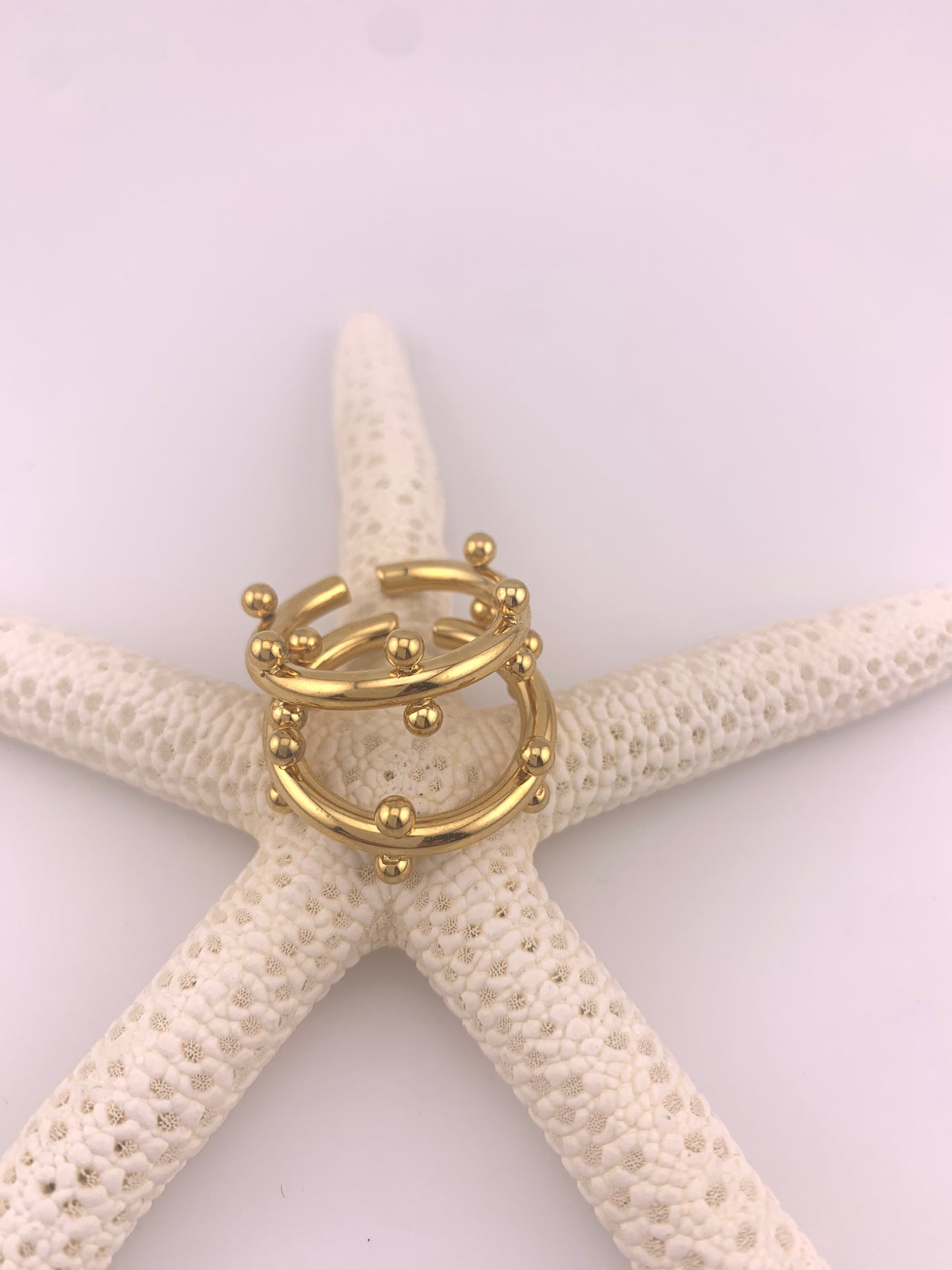 Minimalist Gold Beads Open Ring