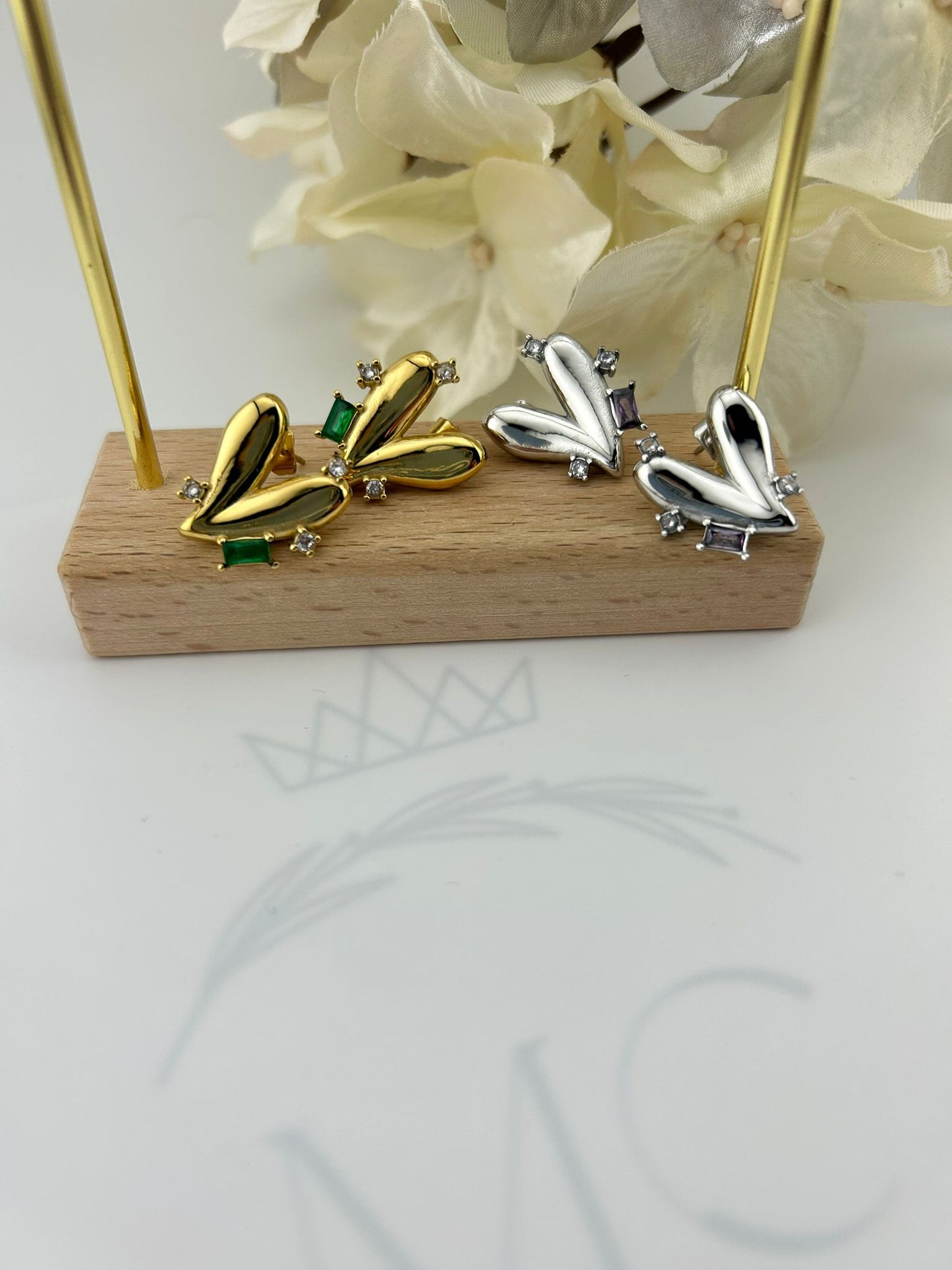 Emerald Love Studs