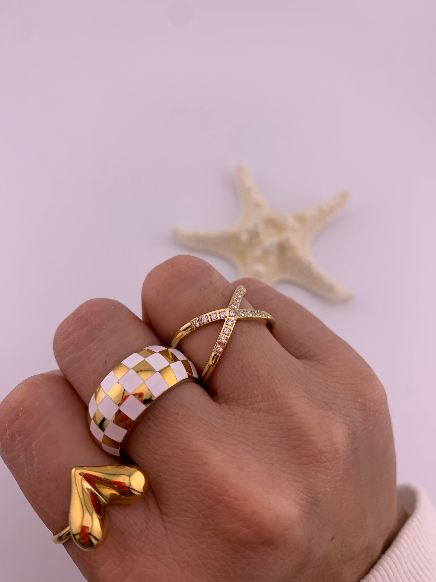 Enamel Checkers Ring