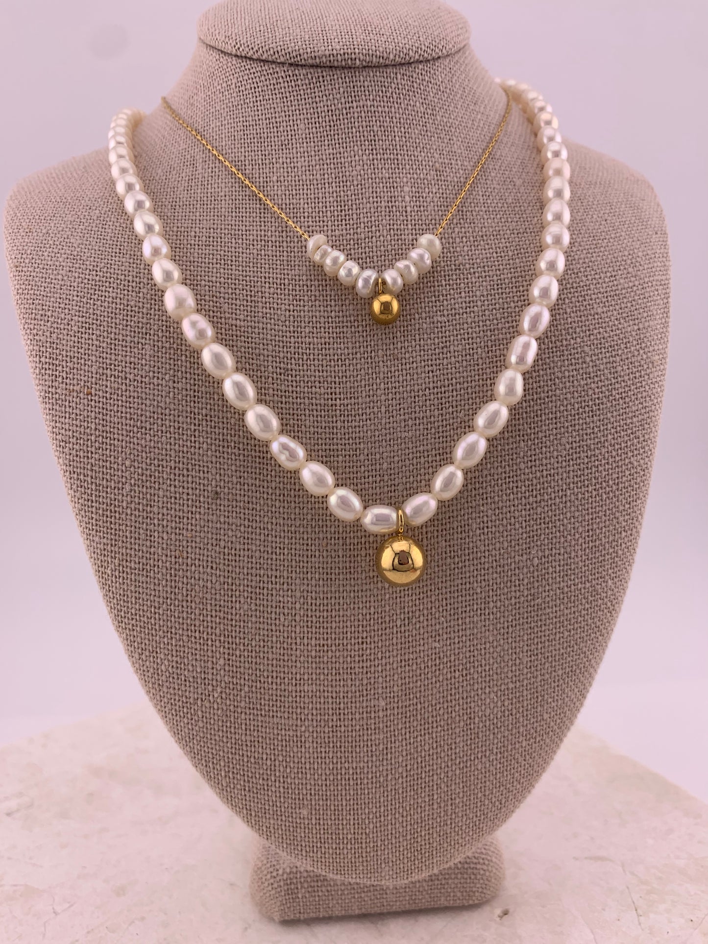 Amber Pearl Charm Necklace
