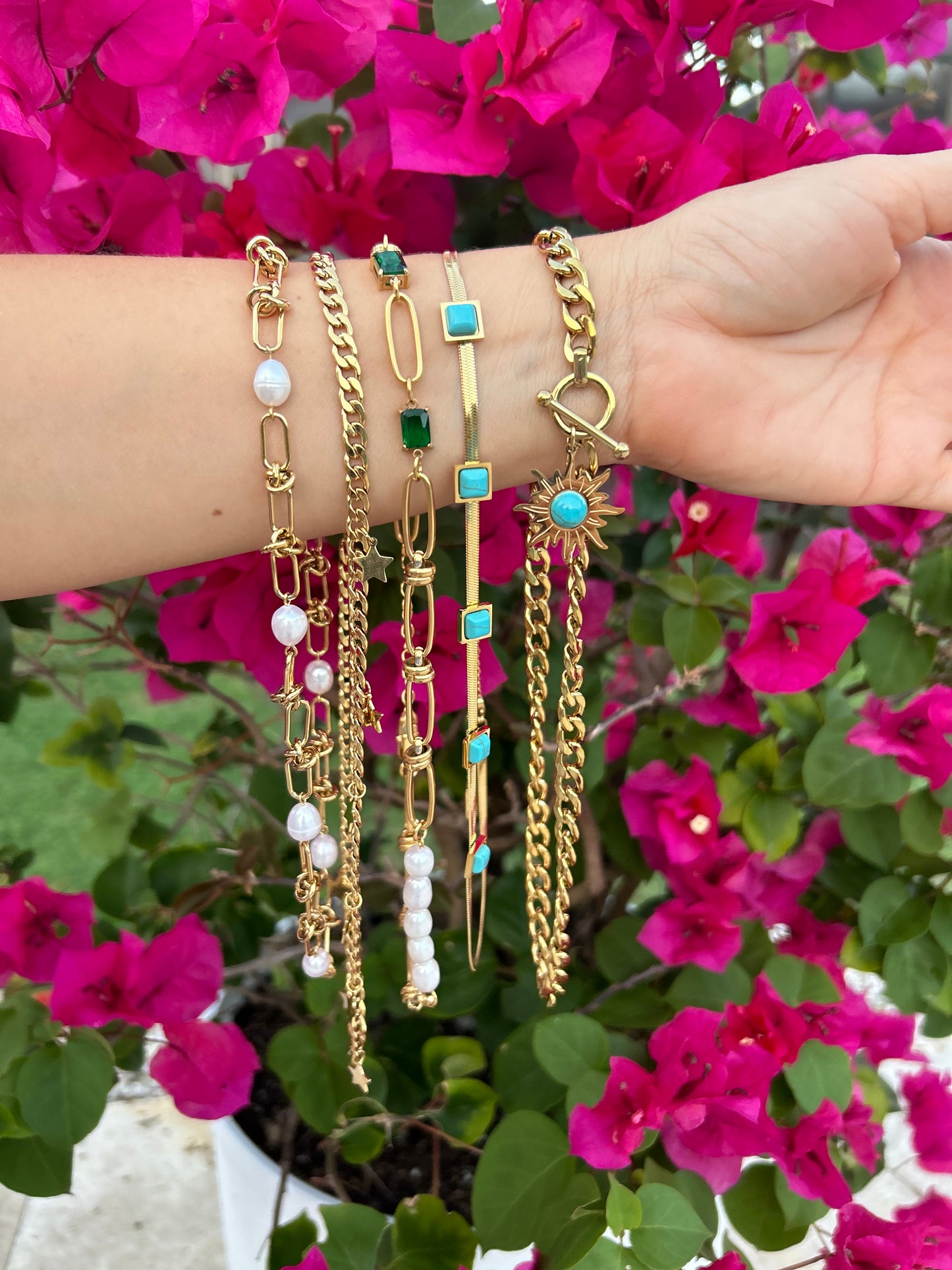 Turquoise Stone Flat Snake Chain Necklace