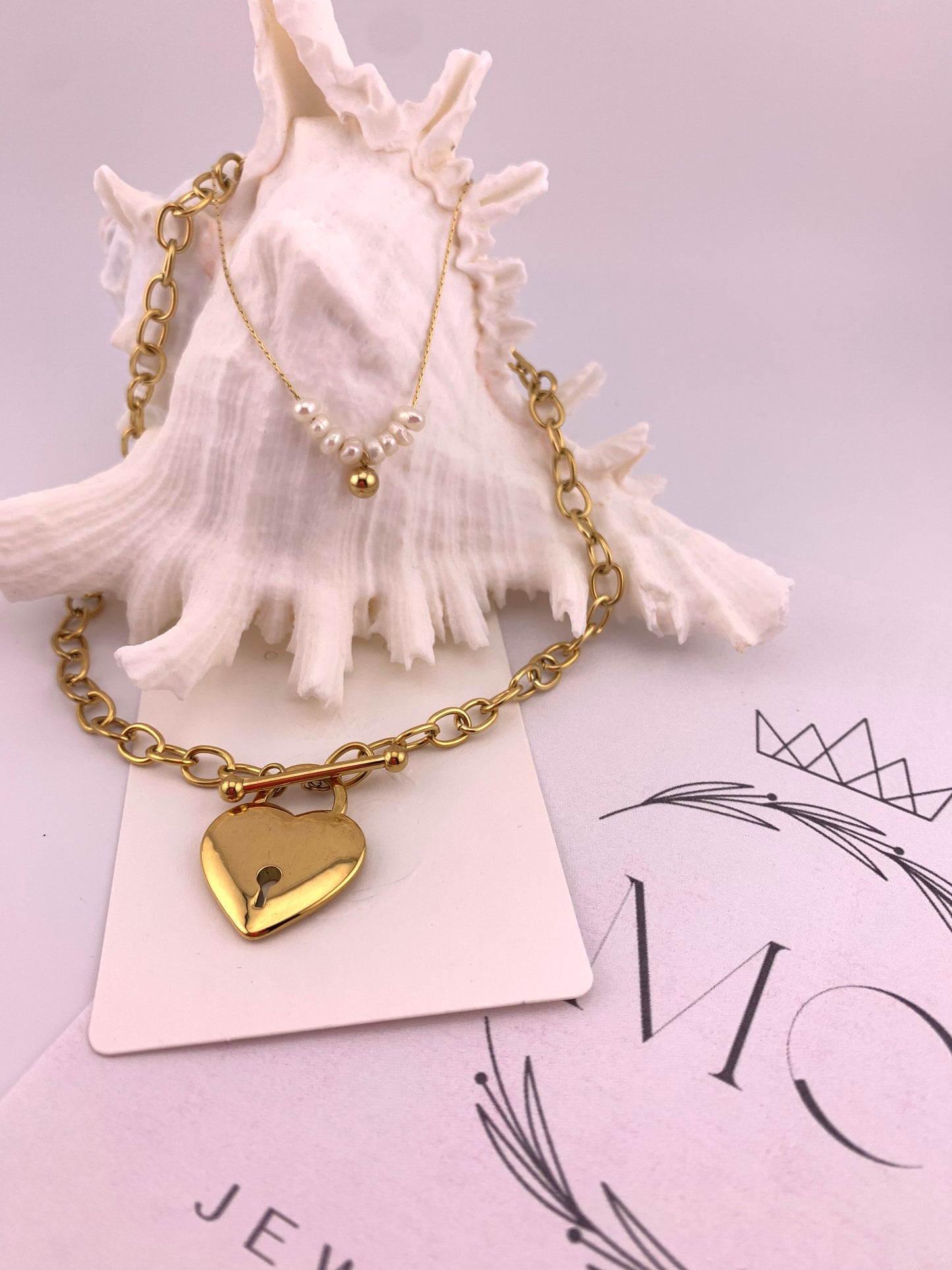 Amber Pearl Charm Necklace