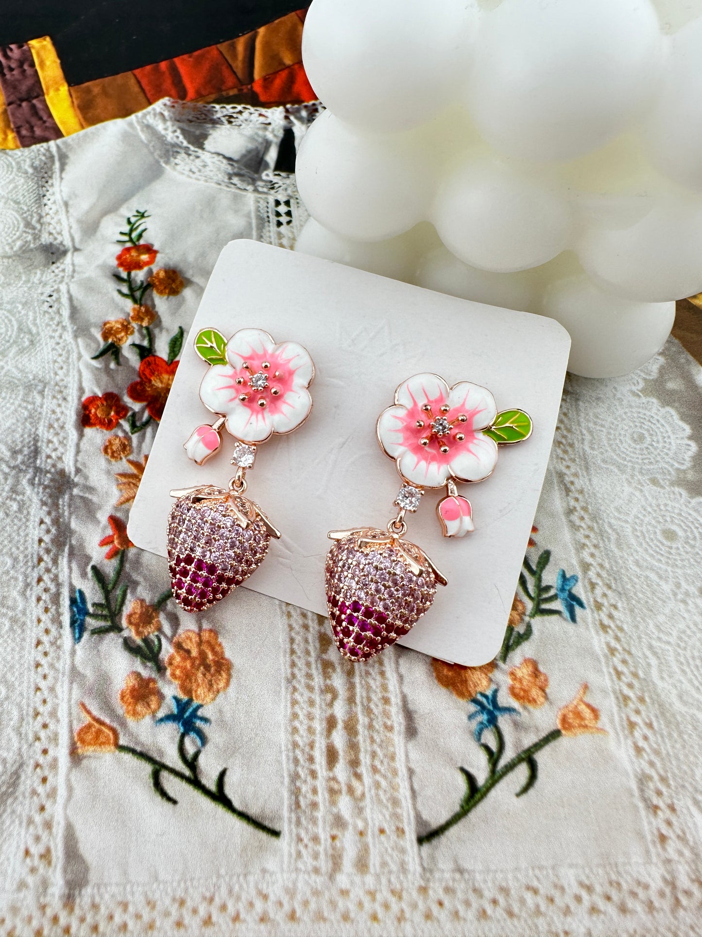 Pink Strawberry Earrings